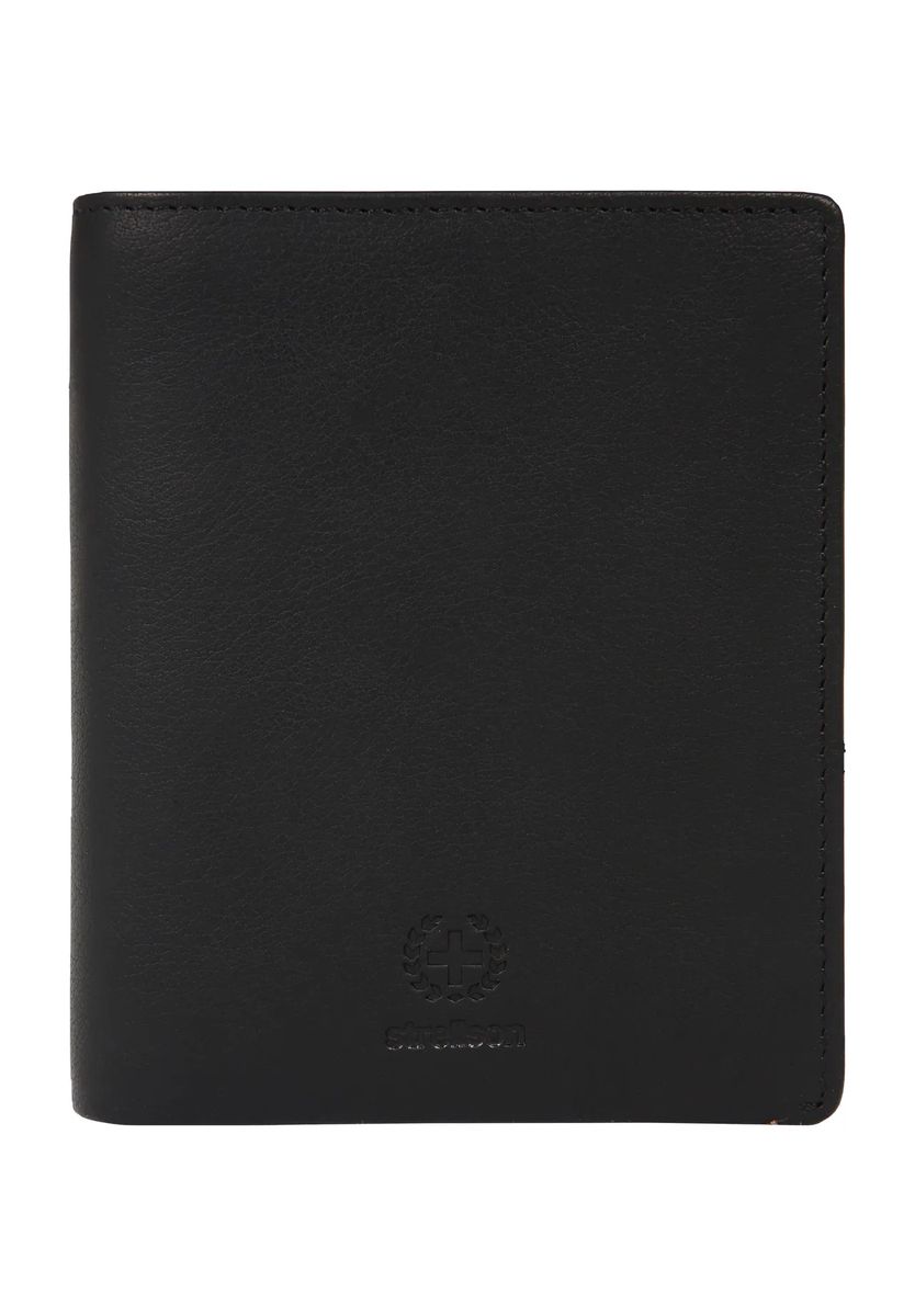 strellson Geldbörse, Leder, Hochformat, Logo-Prägung, RFID-Schutz, für Herren, schwarz