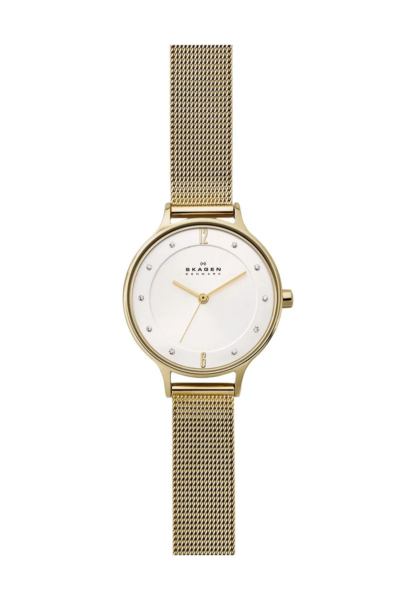 Elegante minimalistische goldene Mesh-Uhr
