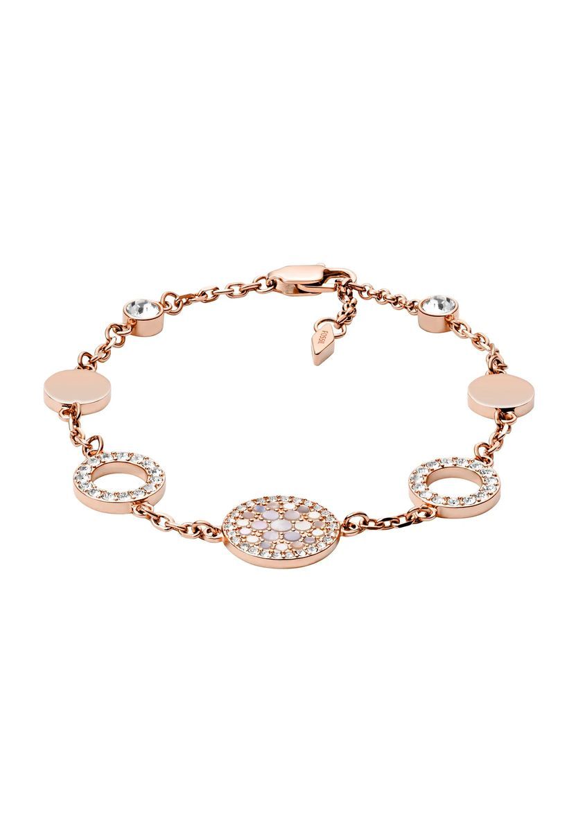 Roségoldfarbenes Kreisgliederarmband mit Kristallen
