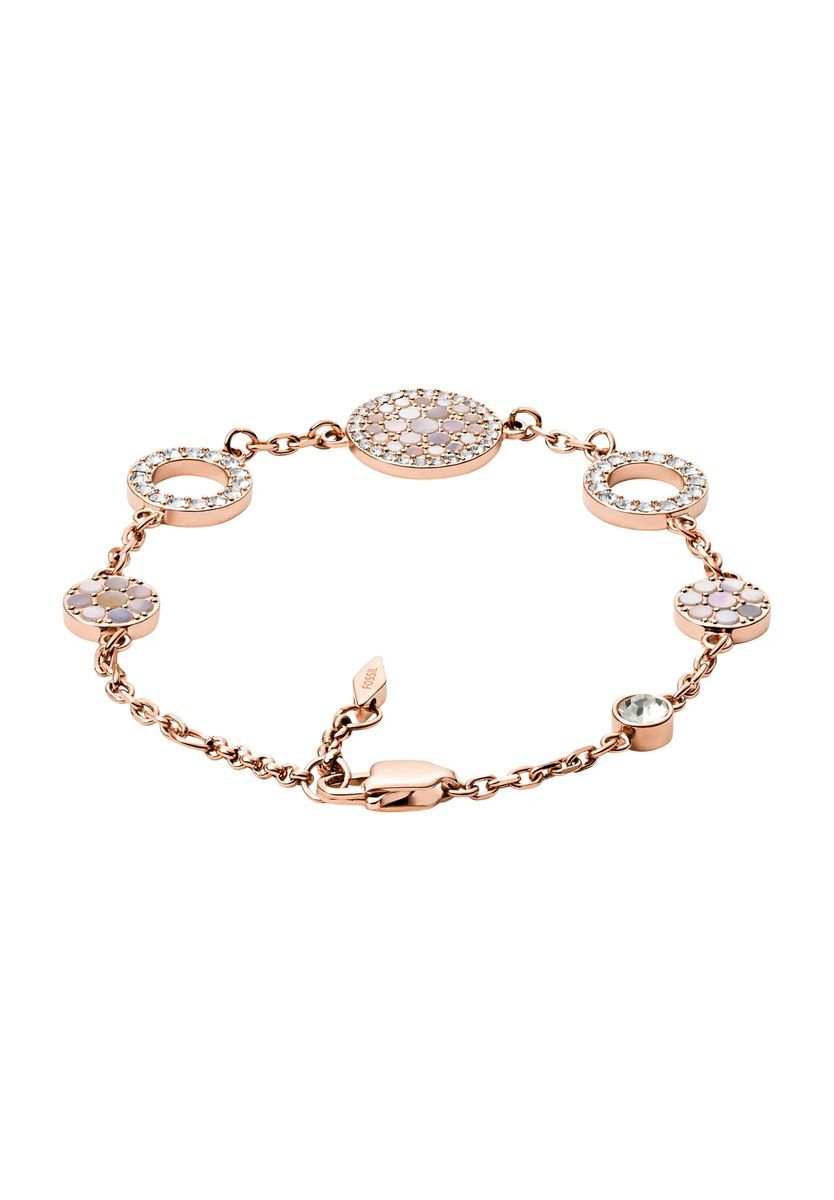 Roségoldfarbenes Kreisgliederarmband mit Kristallen