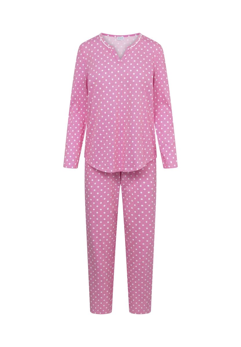 Damen Schlafanzug Rosa mit Polka Dots