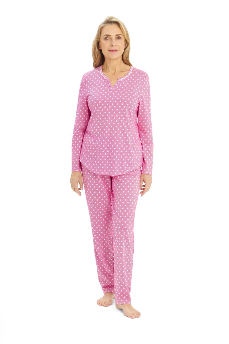 Damen Schlafanzug Rosa mit Polka Dots