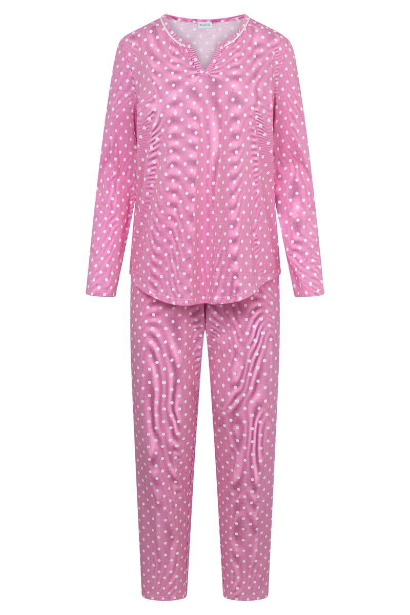 Damen Schlafanzug Rosa mit Polka Dots