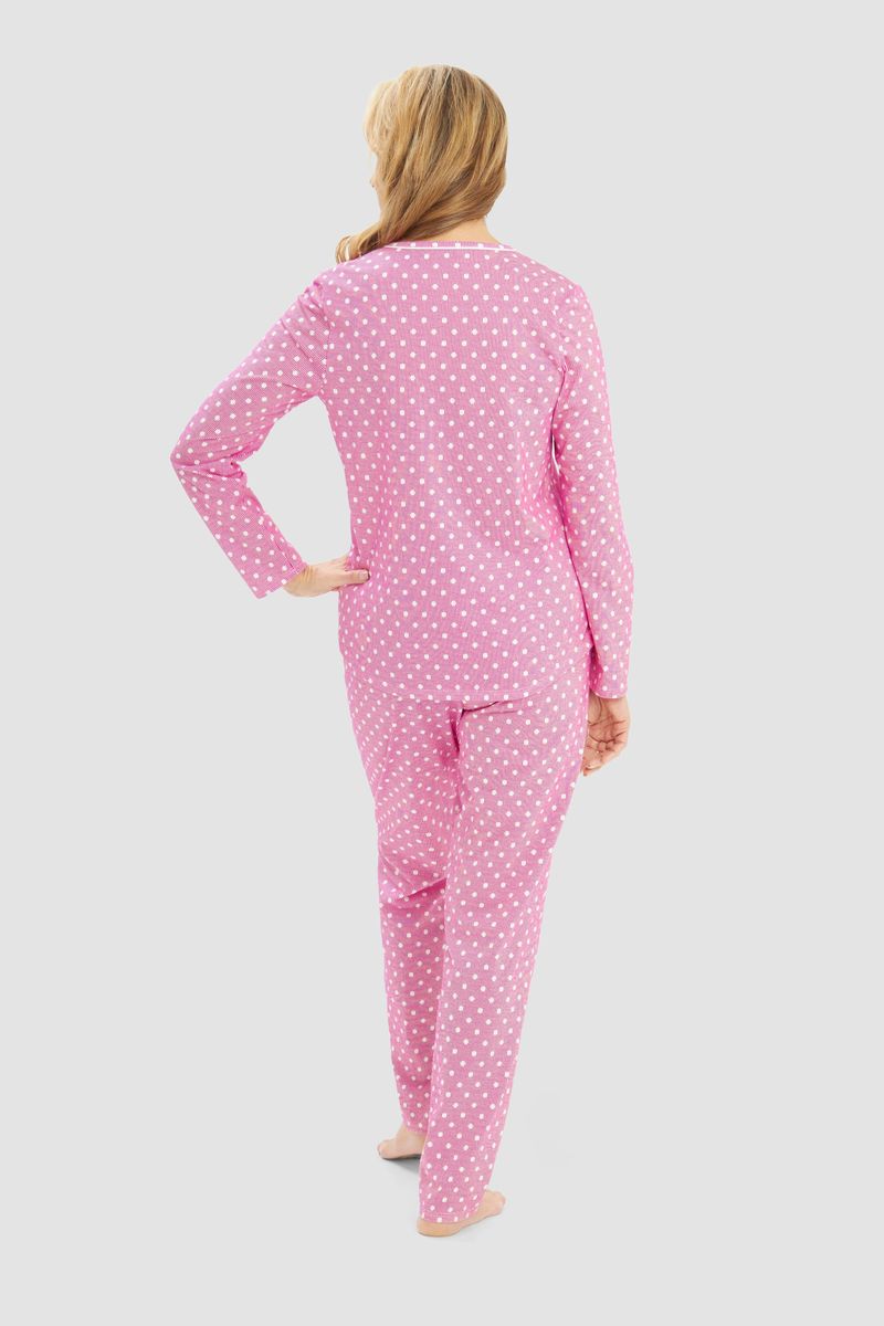 Damen Schlafanzug Rosa mit Polka Dots