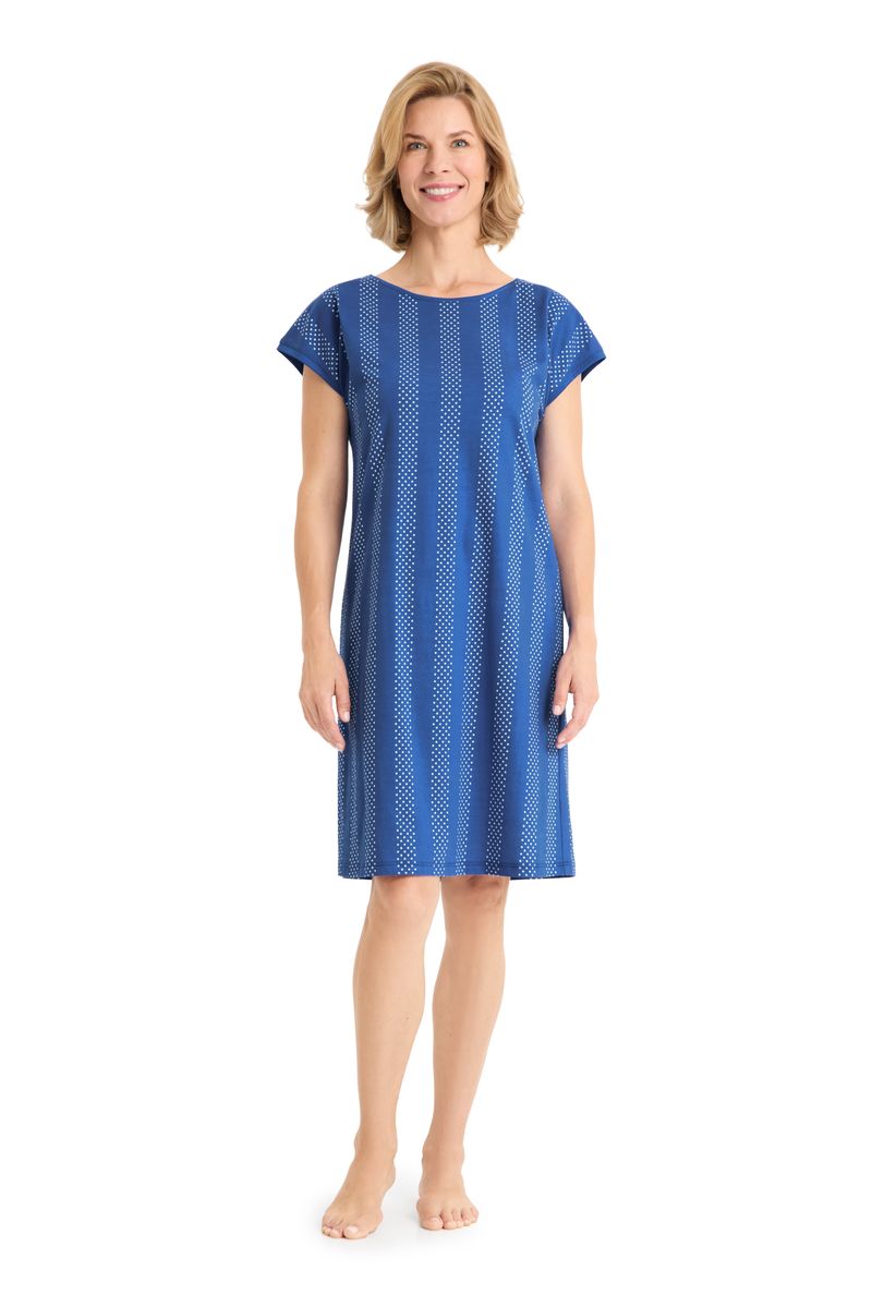 Knielanges Baumwoll-Schlafshirt mit Polka Dots