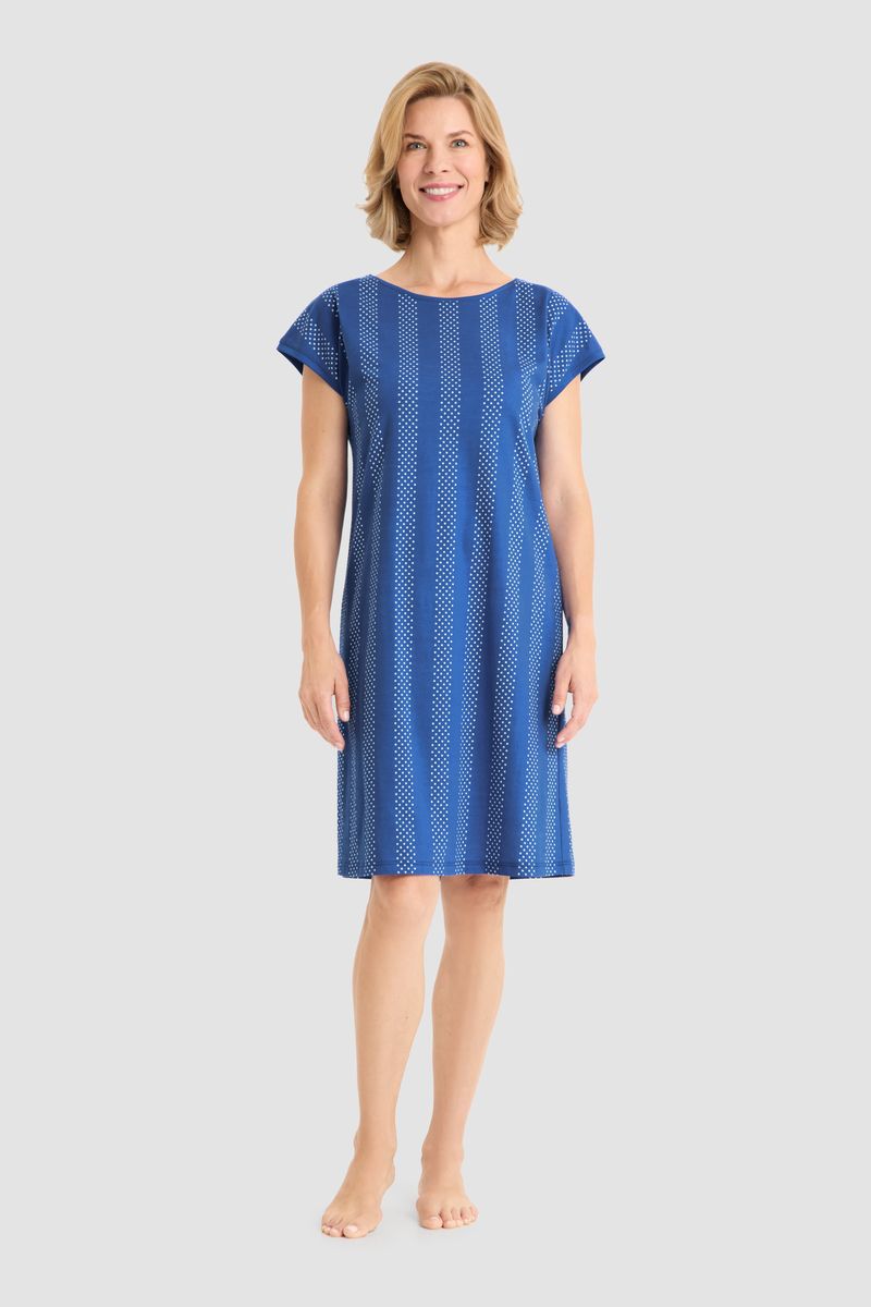 Knielanges Baumwoll-Schlafshirt mit Polka Dots