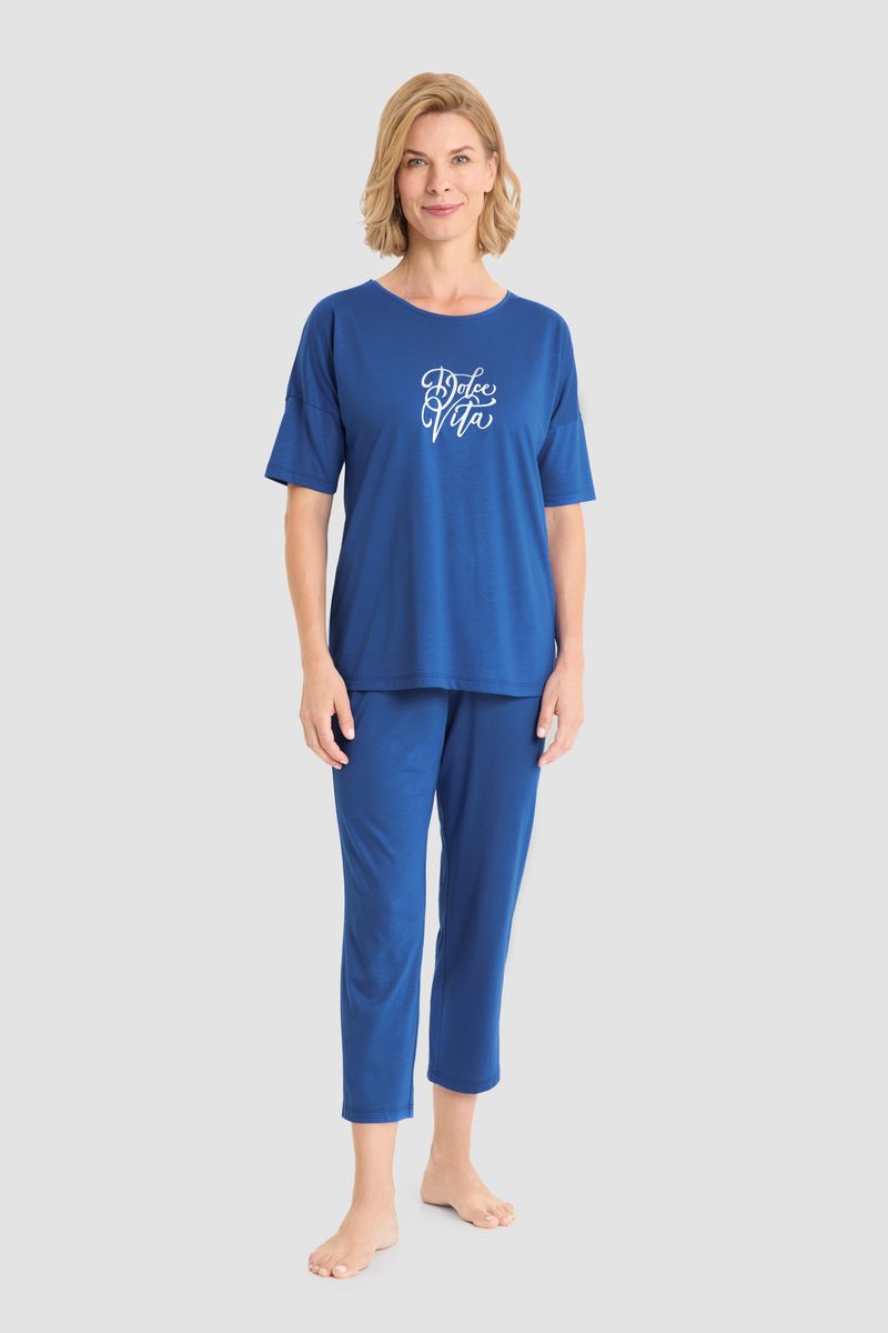 Blauer Damen Schlafanzug