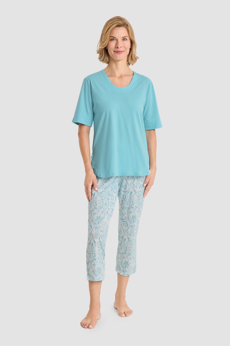 Bequemes Capri-Pyjama-Set aus Baumwolle