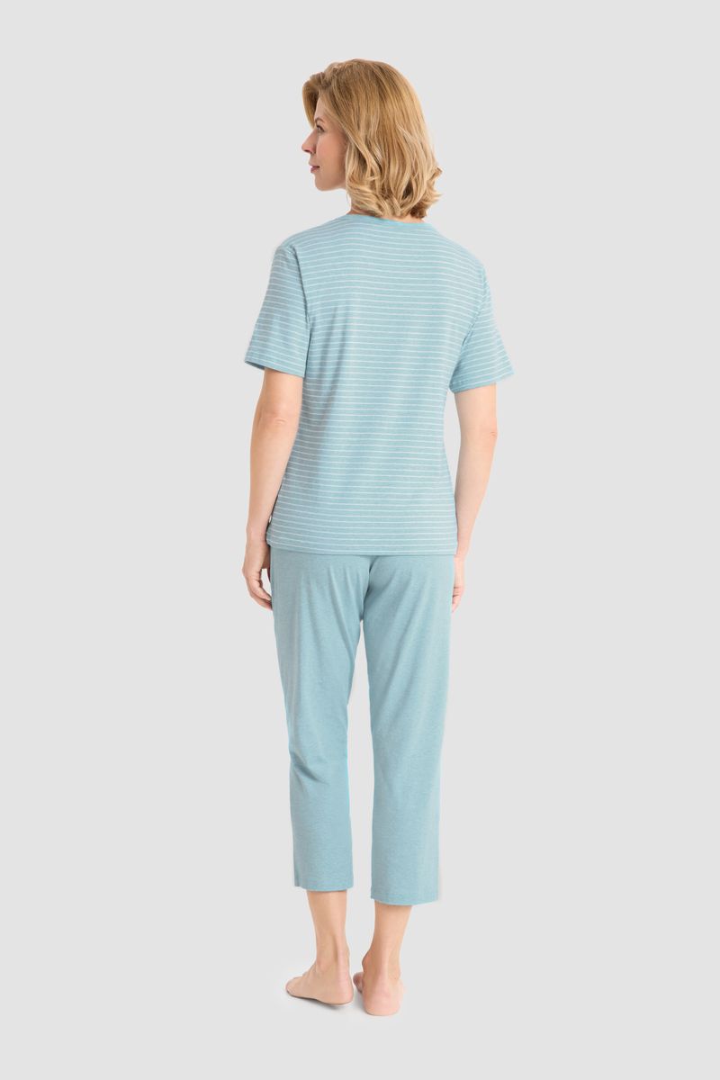 Gestreiftes Baumwoll-Pyjama-Set mit Taschen