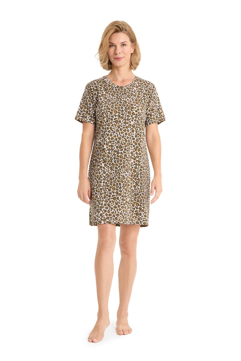 Knielanges Schlafshirt mit Leopardenmuster