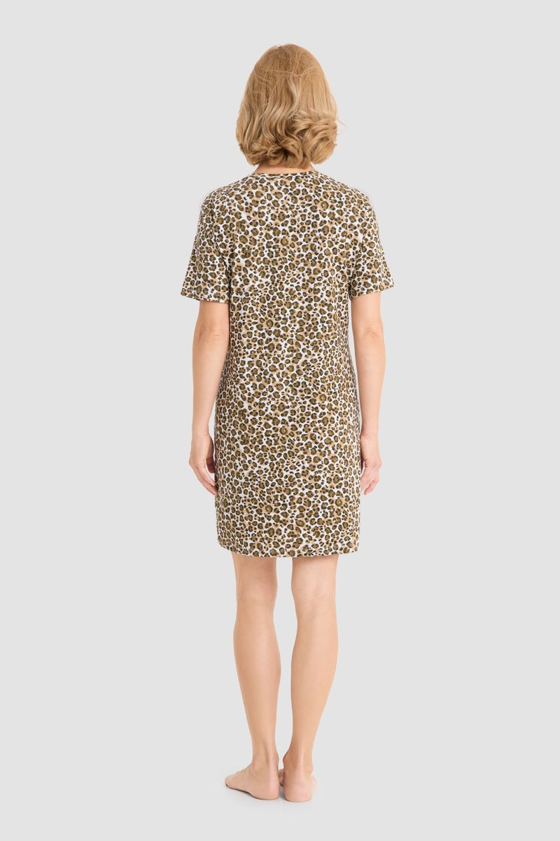 Knielanges Schlafshirt mit Leopardenmuster