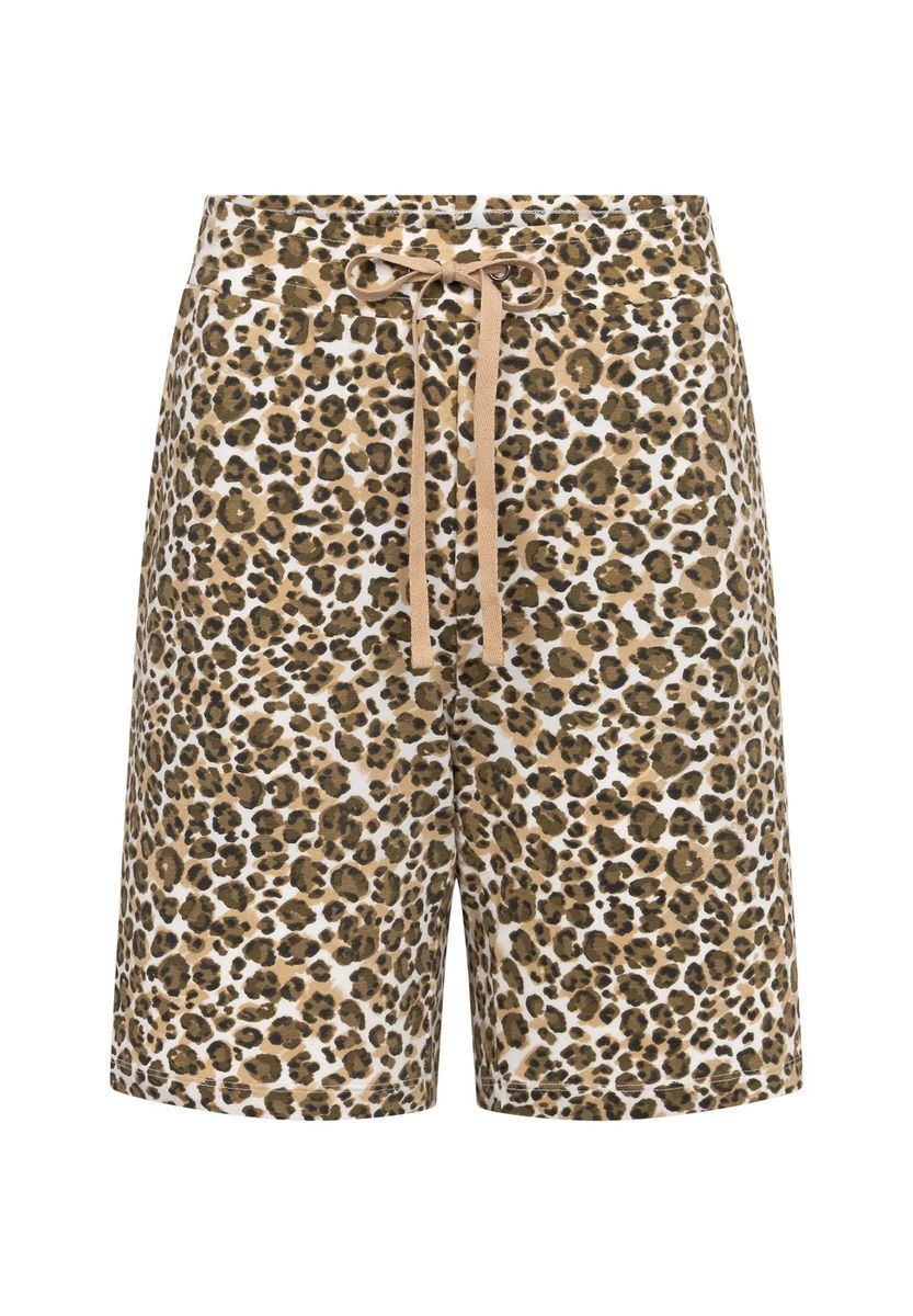 Loungeshorts mit Leopardenmuster und Kordelzug
