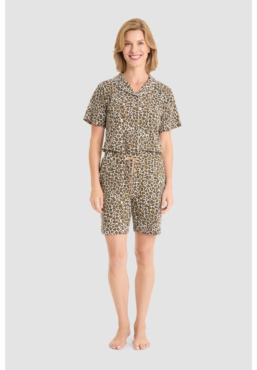 Loungeshorts mit Leopardenmuster und Kordelzug