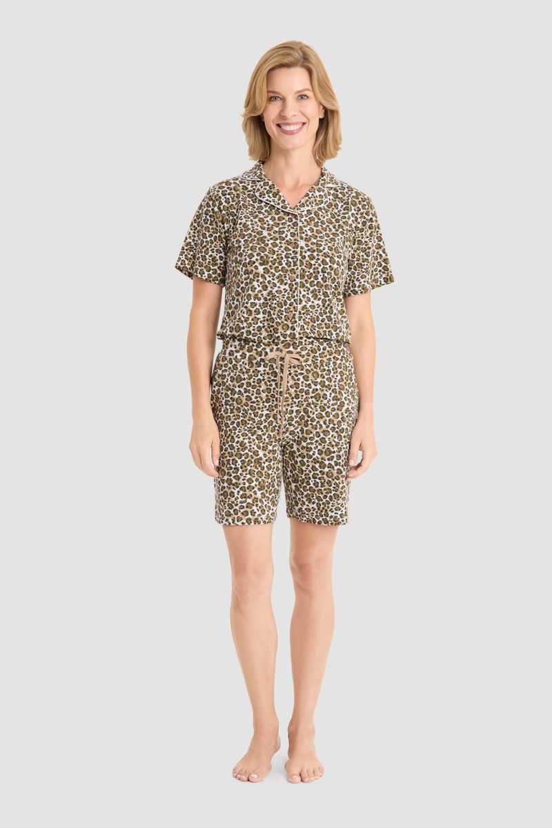 Loungeshorts mit Leopardenmuster und Kordelzug
