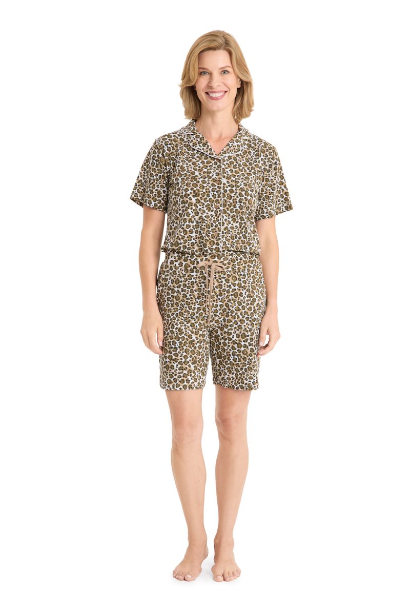 Loungeshorts mit Leopardenmuster und Kordelzug