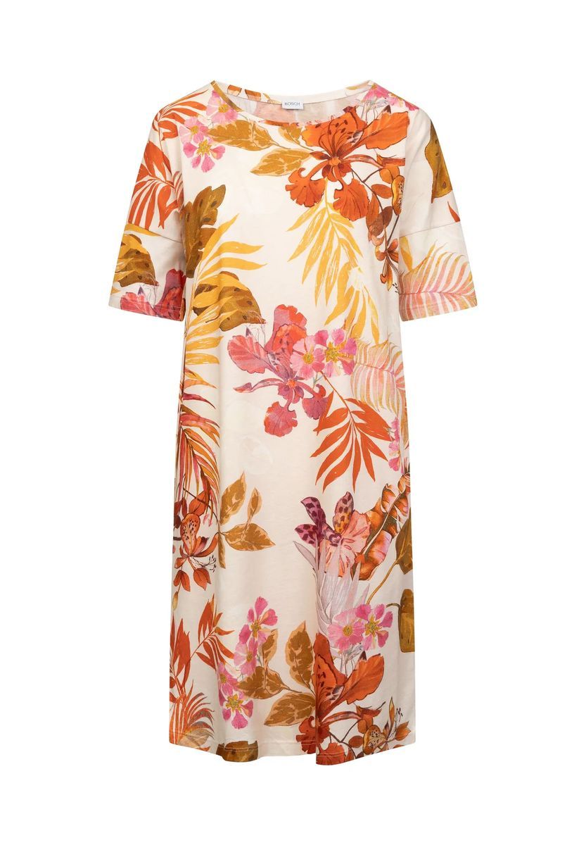 Strick-T-Shirt-Kleid mit Blumendruck