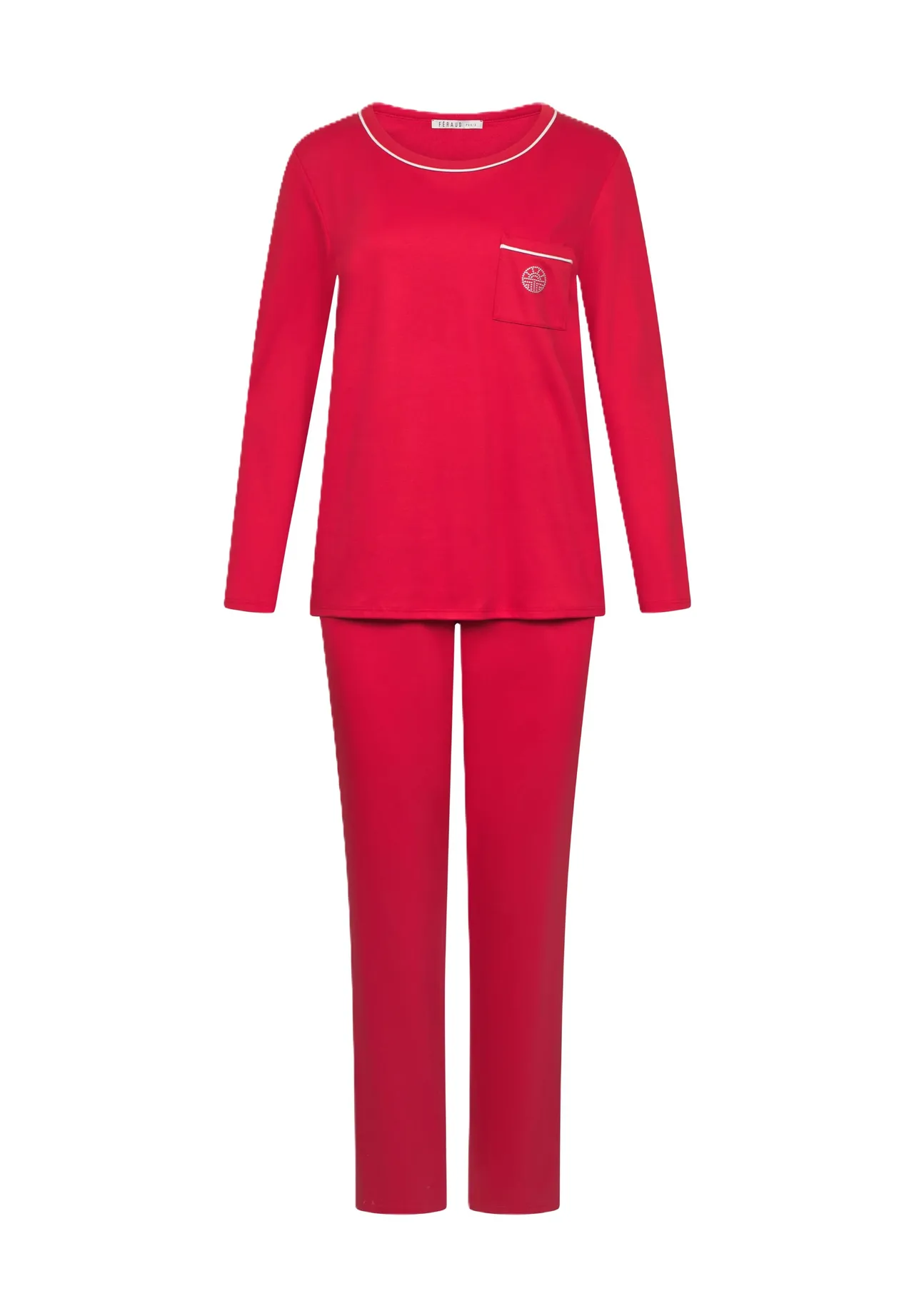 Roter Baumwoll-Pyjama-Set für Damen