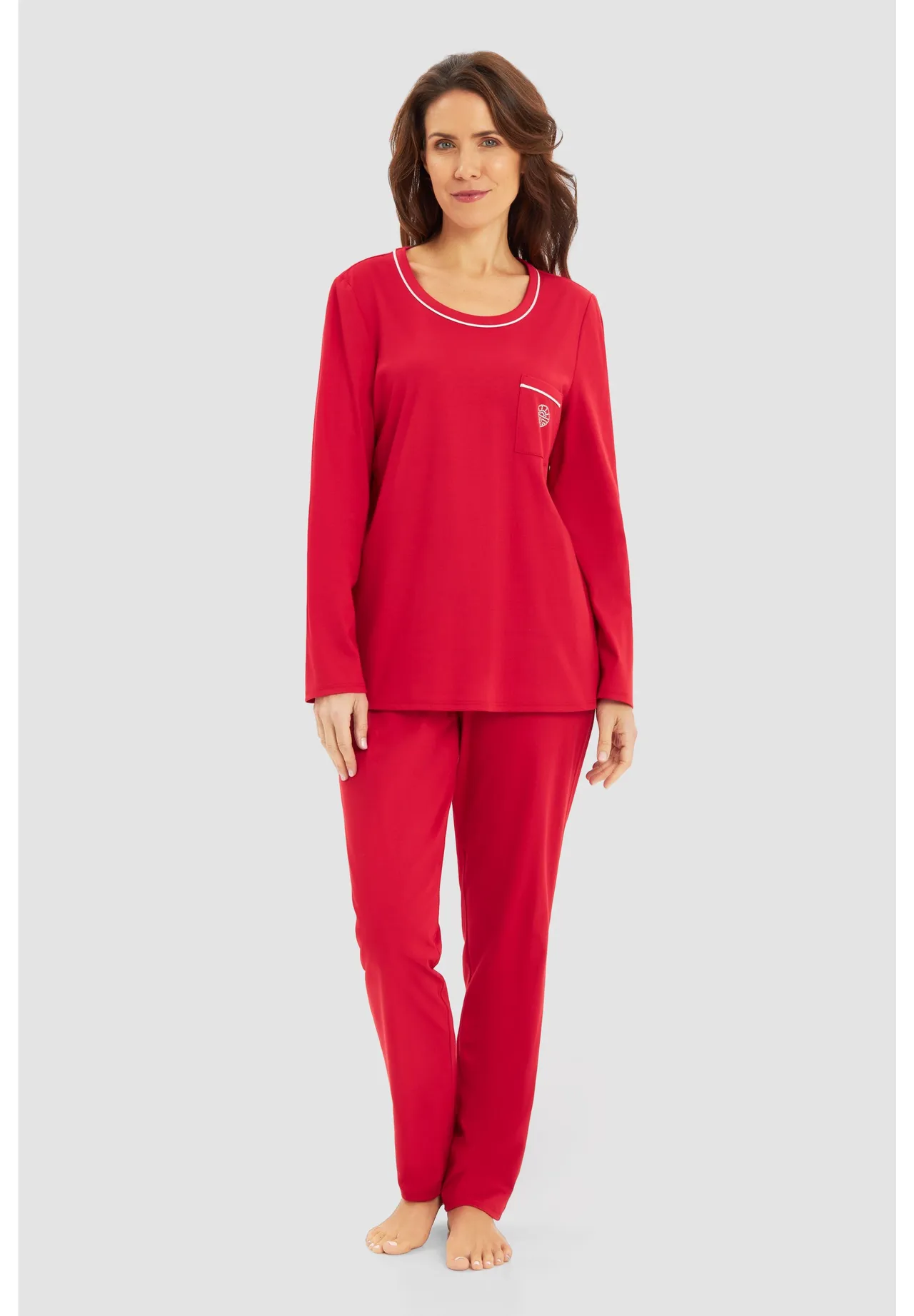 Roter Baumwoll-Pyjama-Set für Damen