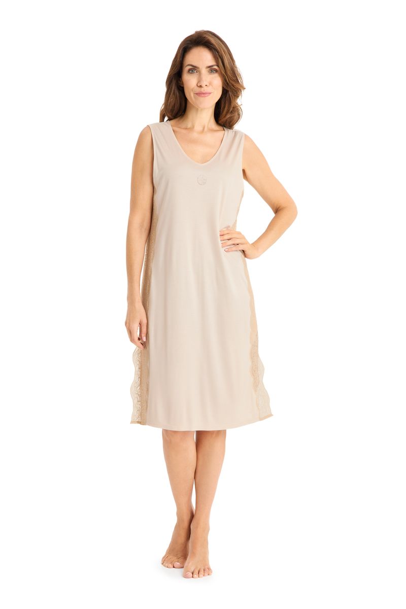 Ärmelloses Nachthemd-Unterkleid mit V-Ausschnitt