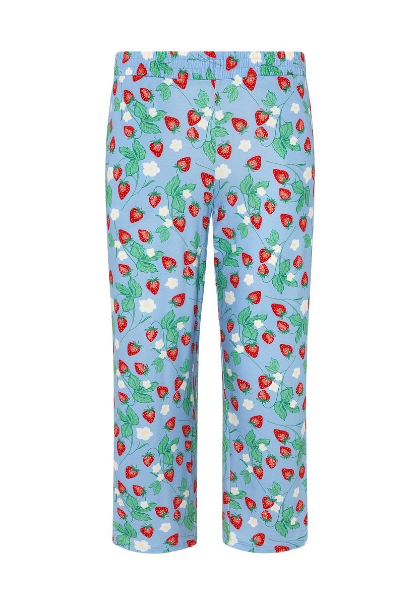 Cropped Loungewear Hose mit Erdbeermuster