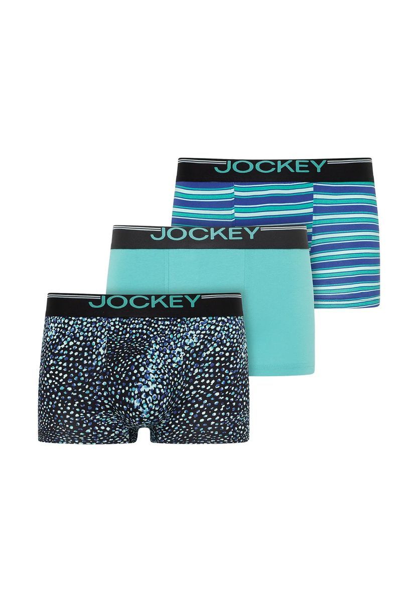JOCKEY® Boxershorts "Cotton Stretch", 3er Pack, für Herren, blau|türkis, M