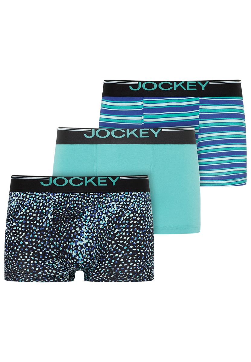 JOCKEY® Boxershorts "Cotton Stretch", 3er Pack, für Herren, blau|türkis, M