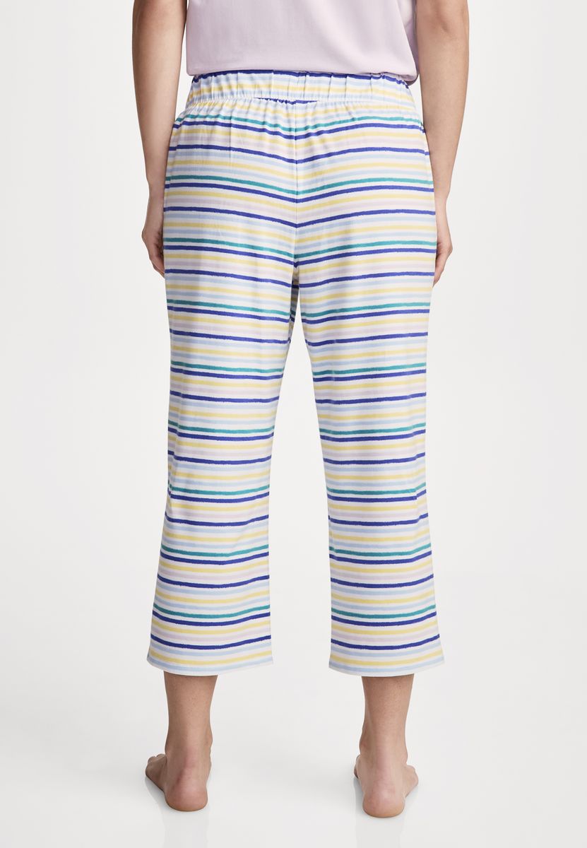 Gestreifte Capri-Pyjamahose mit Kordelzug