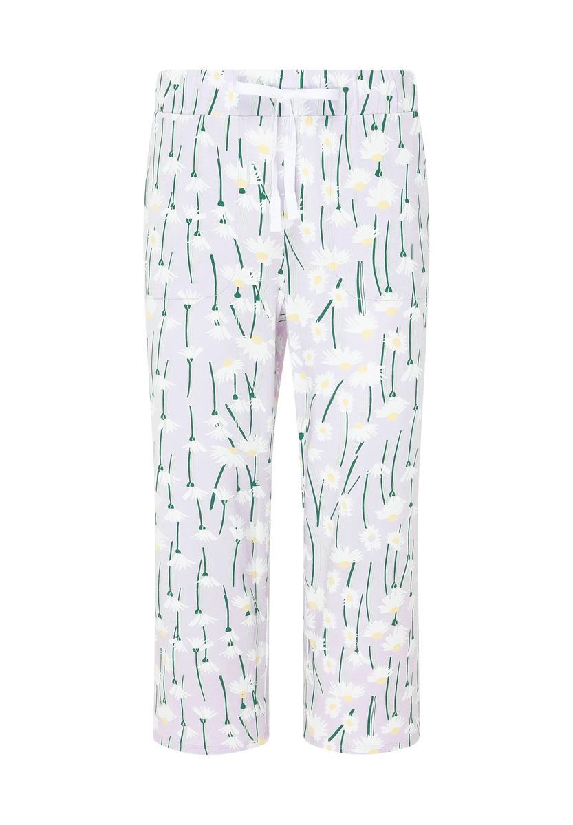 Capri-Pyjamahose mit Gänseblümchenmuster