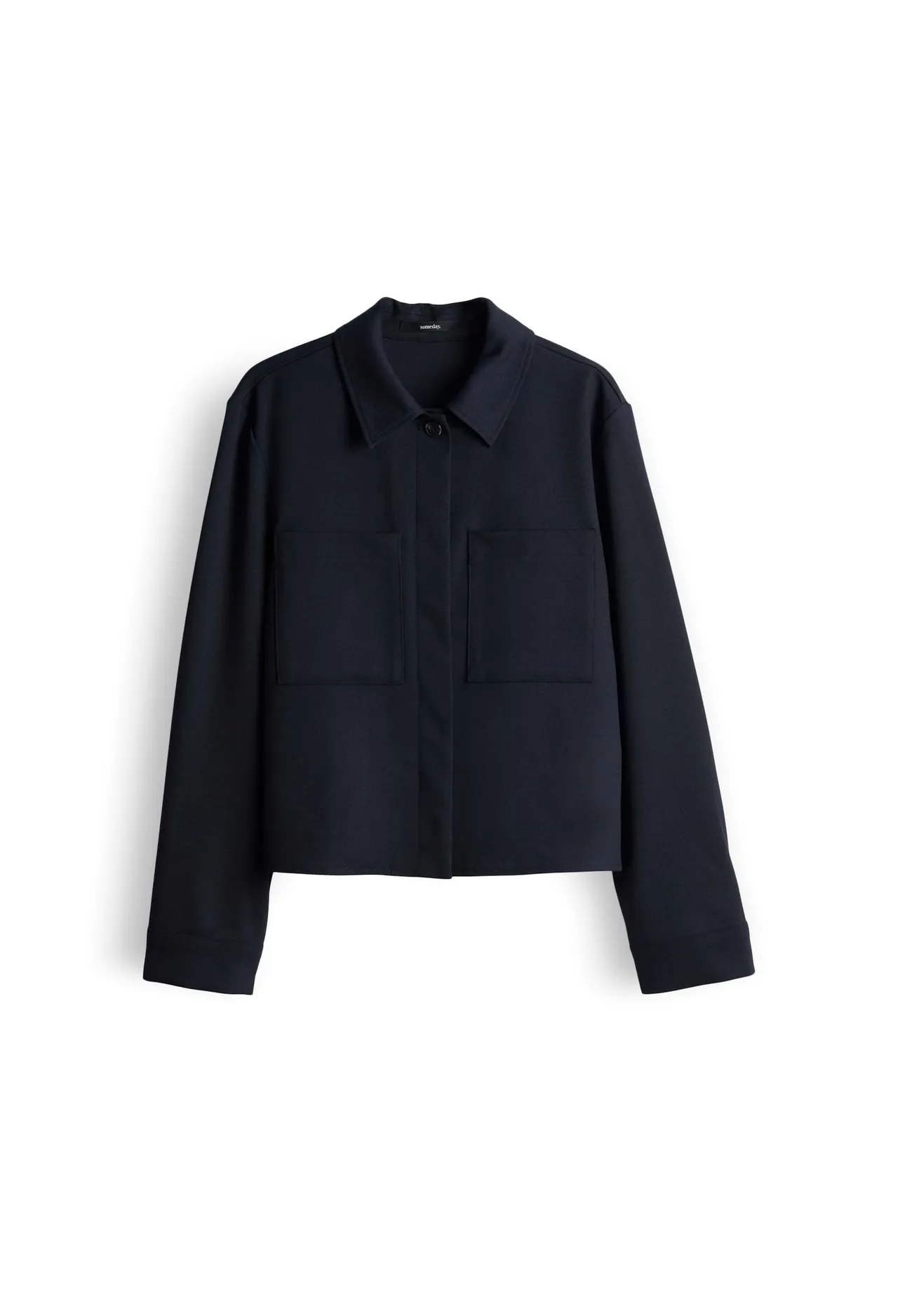 Marineblaues Crop-Overshirt mit Taschen