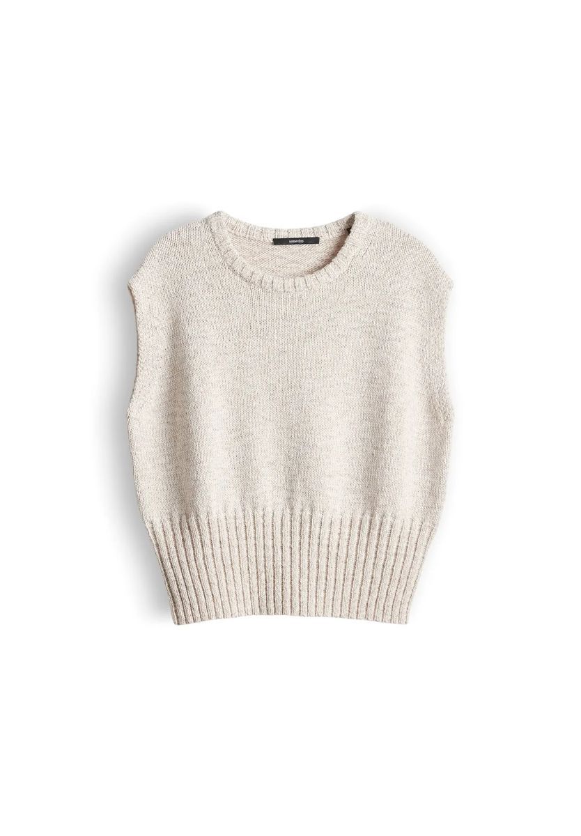 Ärmelloses Stricktop mit geripptem Saum