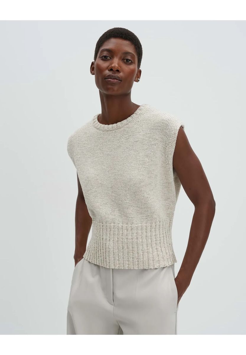 Ärmelloses Stricktop mit geripptem Saum