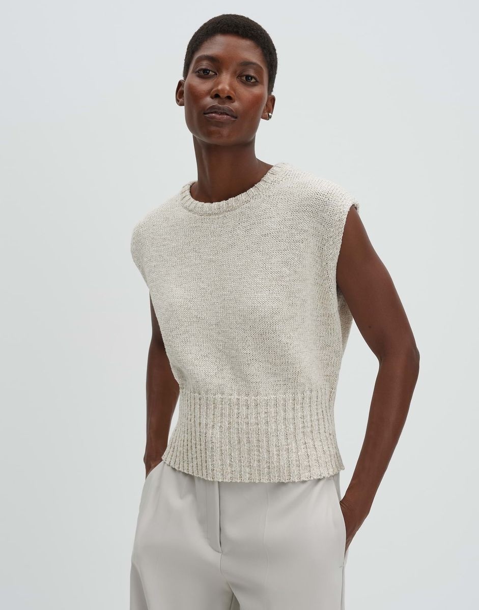 Ärmelloses Stricktop mit geripptem Saum