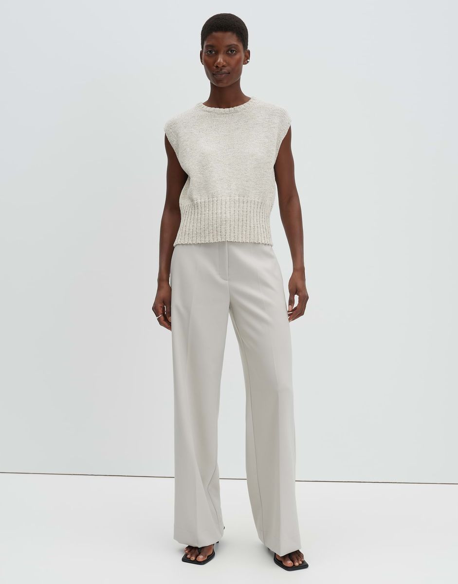 Ärmelloses Stricktop mit geripptem Saum