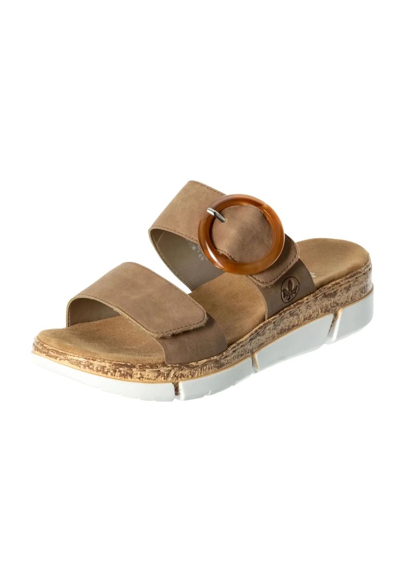 Pantoletten mit Schnalle in Beige