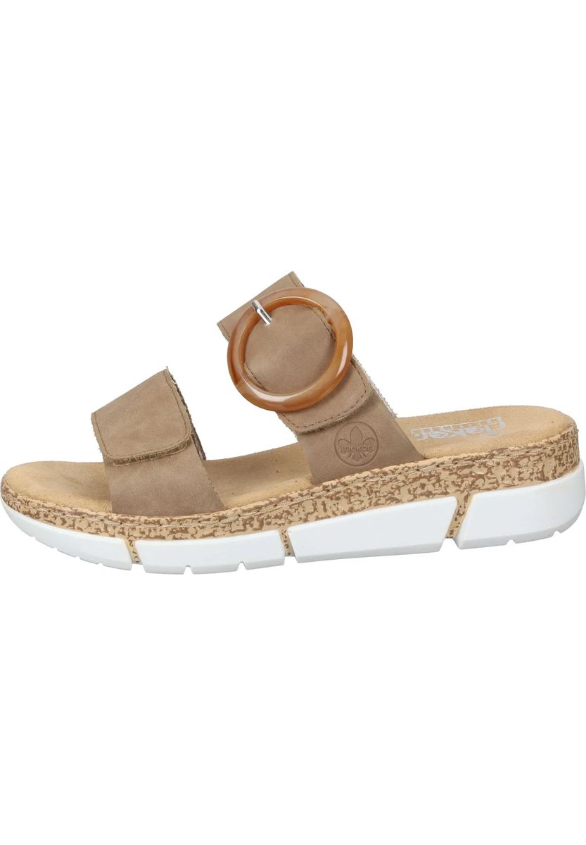 Pantoletten mit Schnalle in Beige