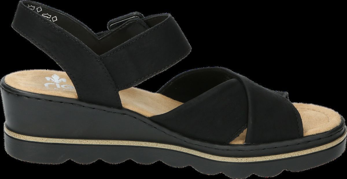 Schwarze Keilabsatz Komfort Sandalen