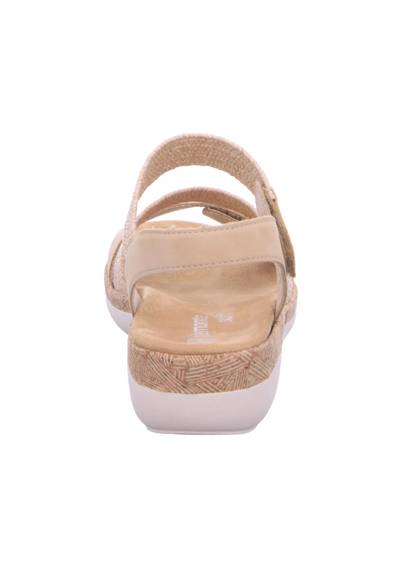 Beige Komfortsandale mit Klettverschluss-Riemen