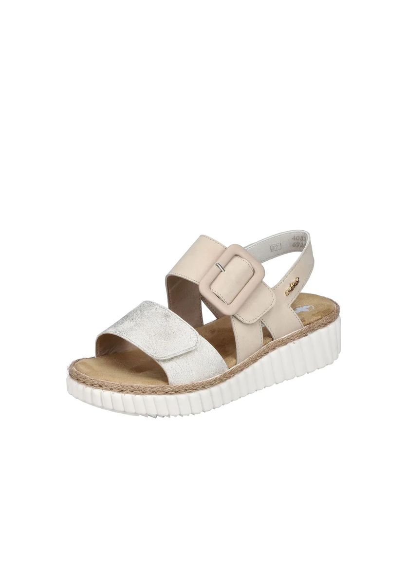 Beige Plateausandalen mit Schnallendetail