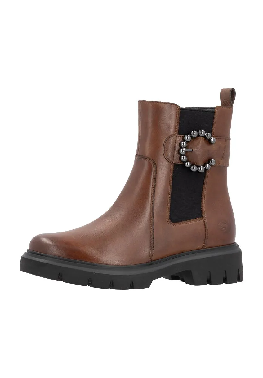Braune Chelsea Leder Stiefeletten