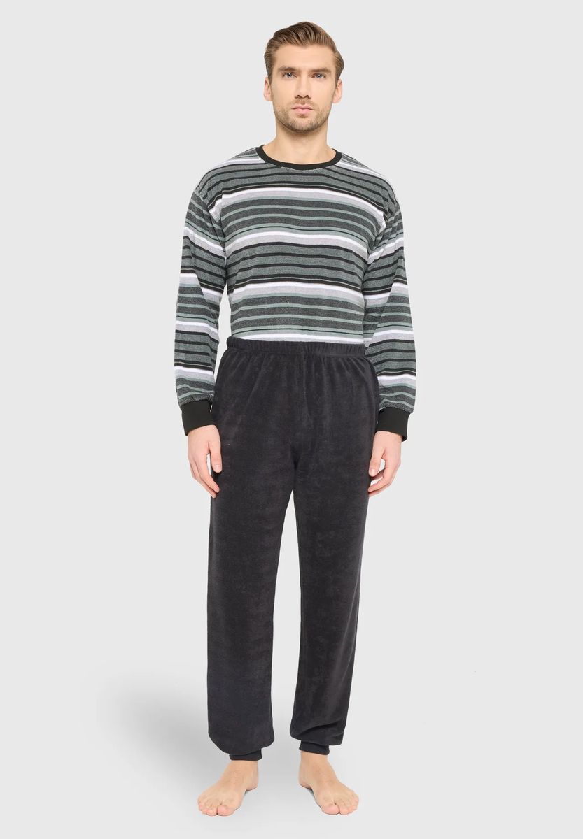 Gestreiftes Langarm Loungewear-Oberteil