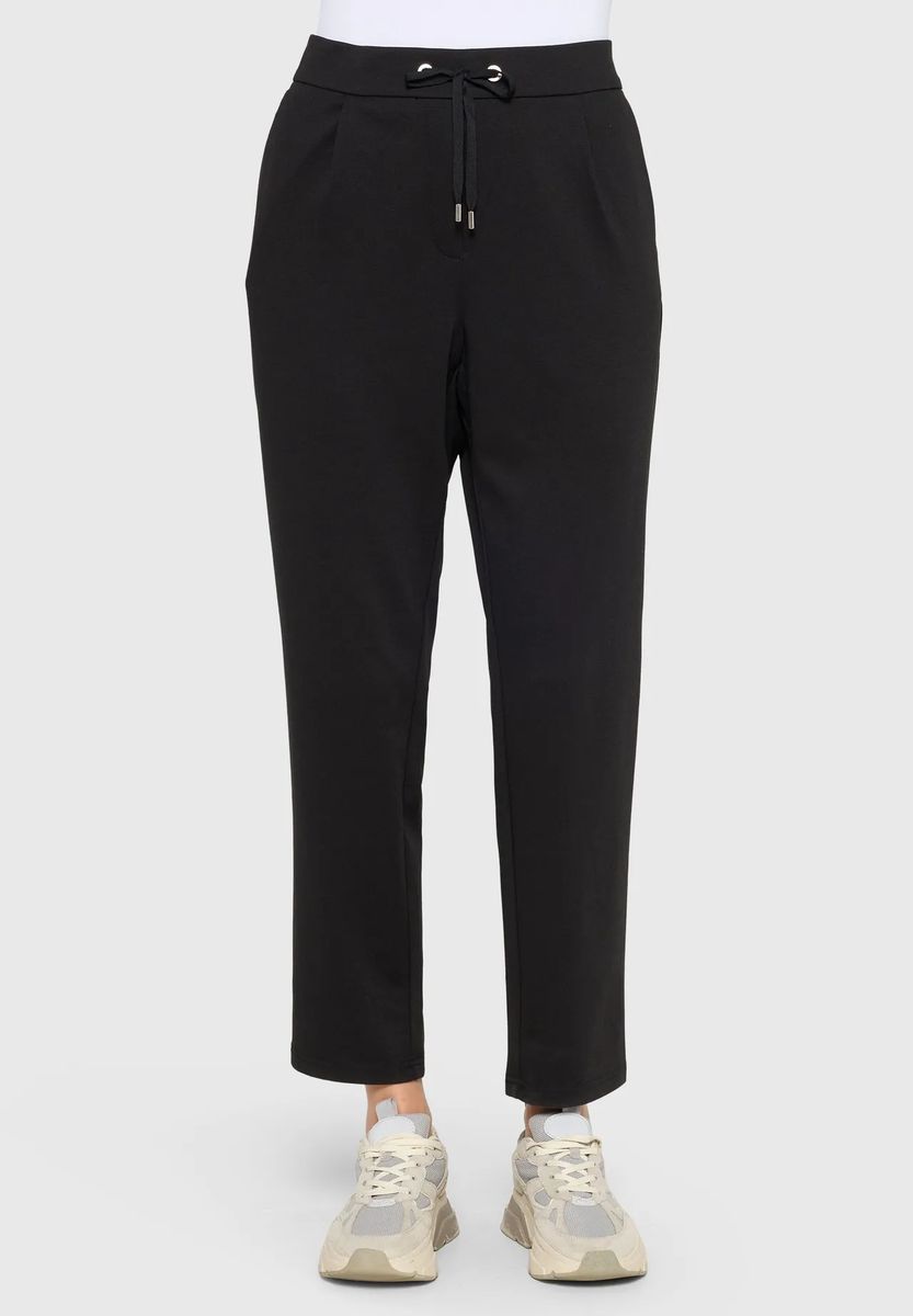 Schwarze Damenhose mit Kordelzug