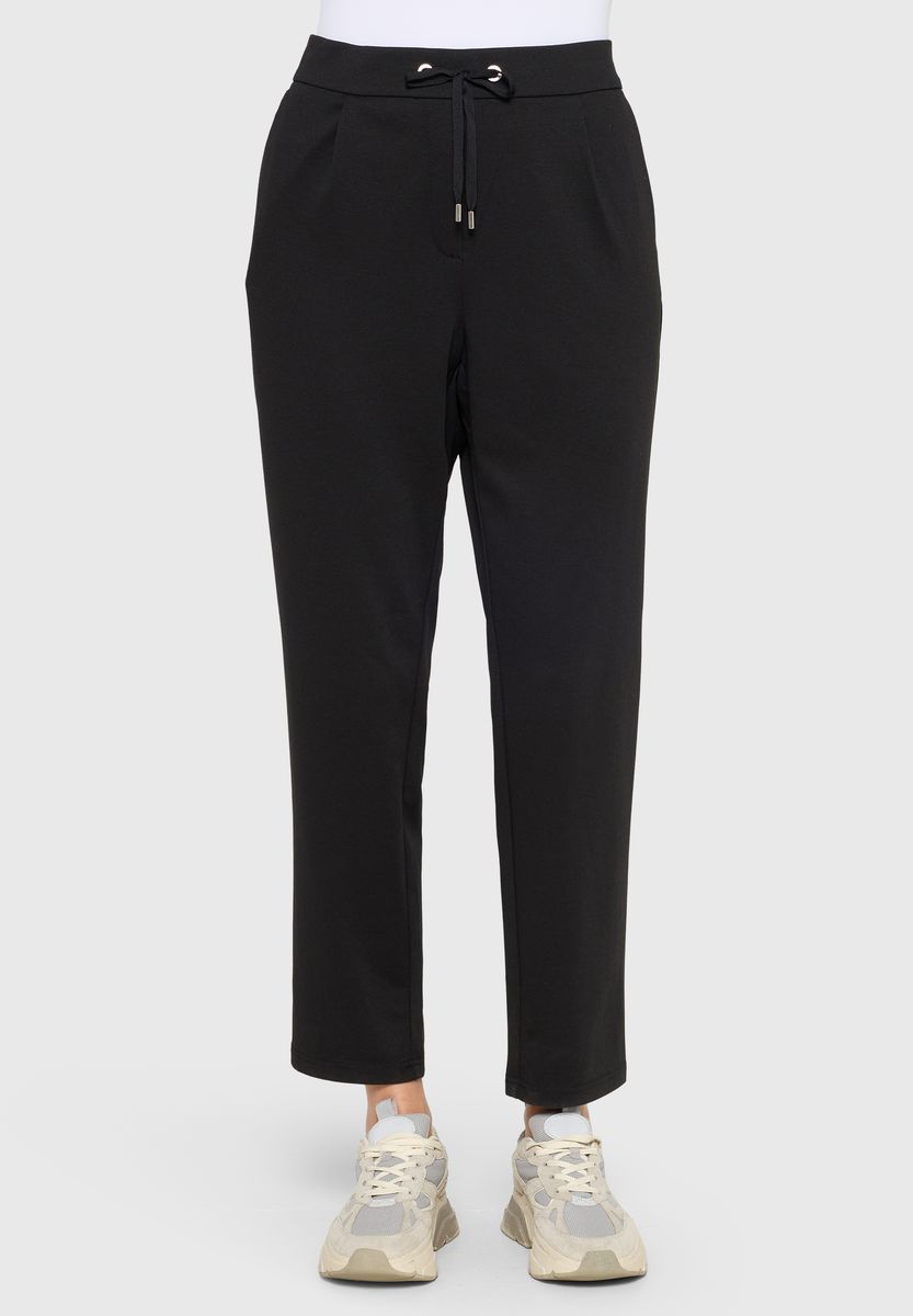 Schwarze Damenhose mit Kordelzug