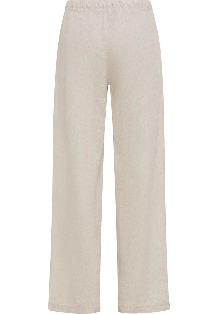 Beige Leinenhose mit weitem Bein für Damen