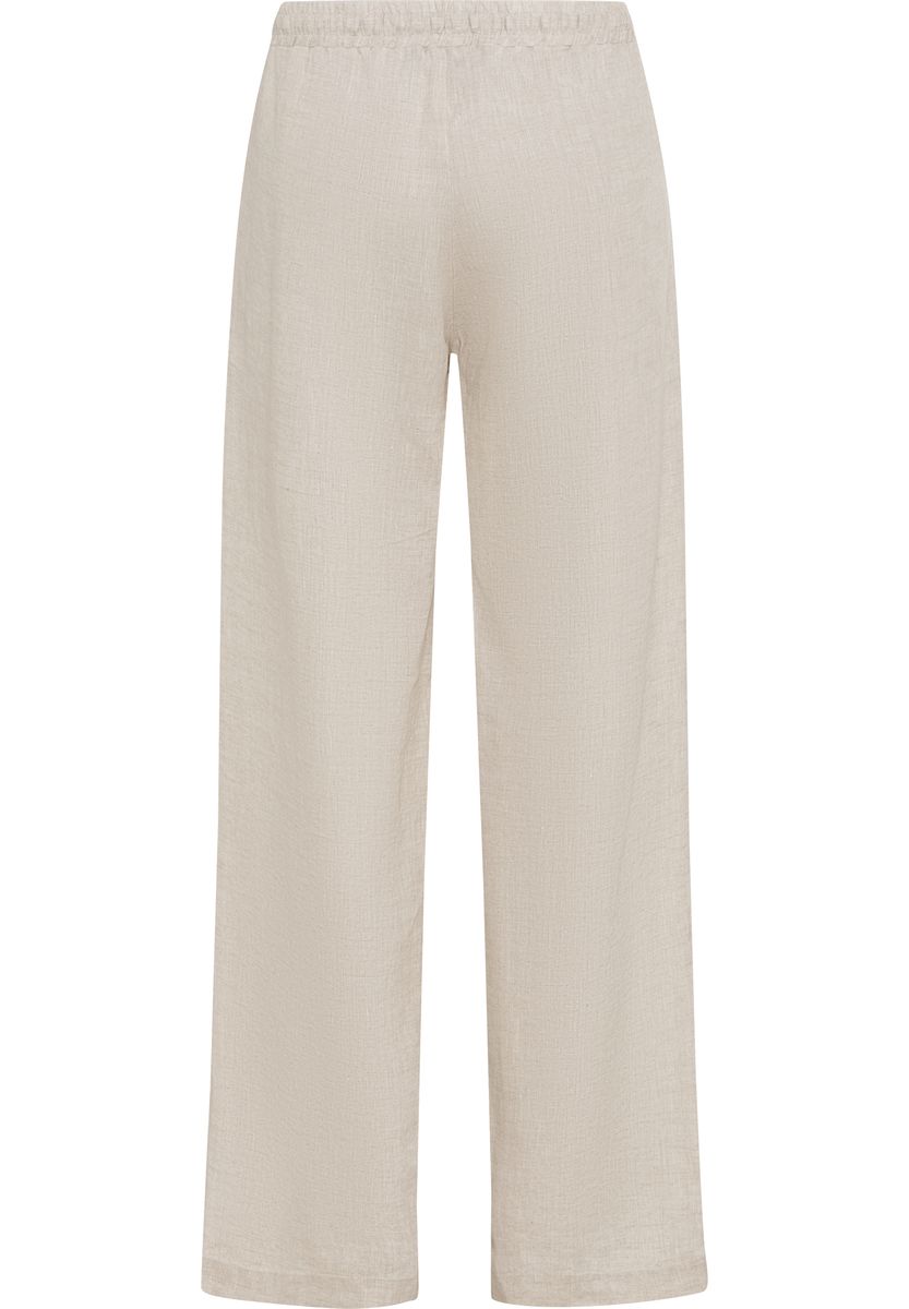Beige Leinenhose mit weitem Bein für Damen