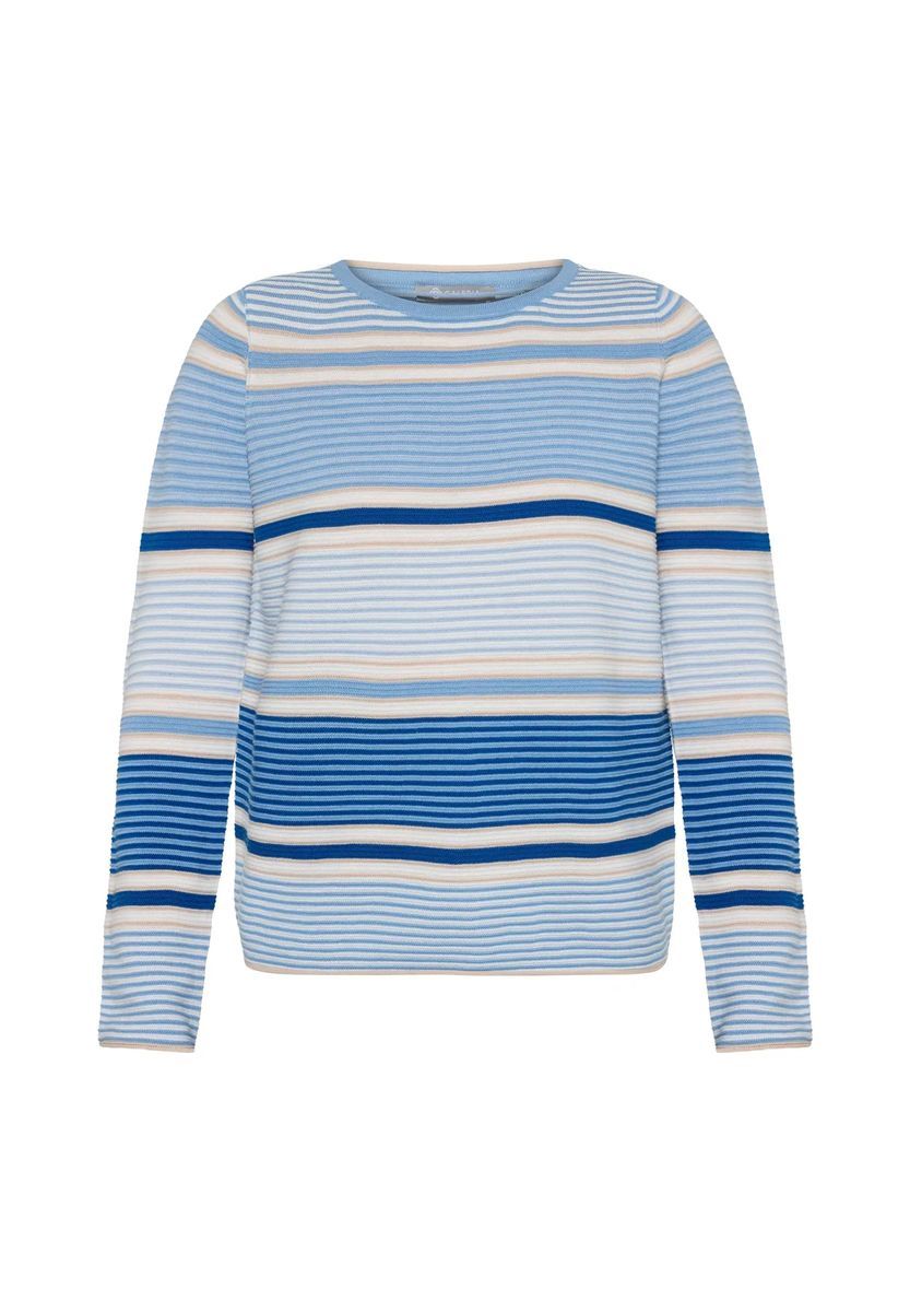 Gestreifter Baumwollmischung Rundhals Pullover