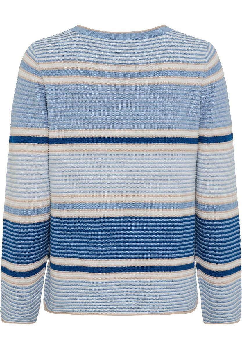 Gestreifter Baumwollmischung Rundhals Pullover