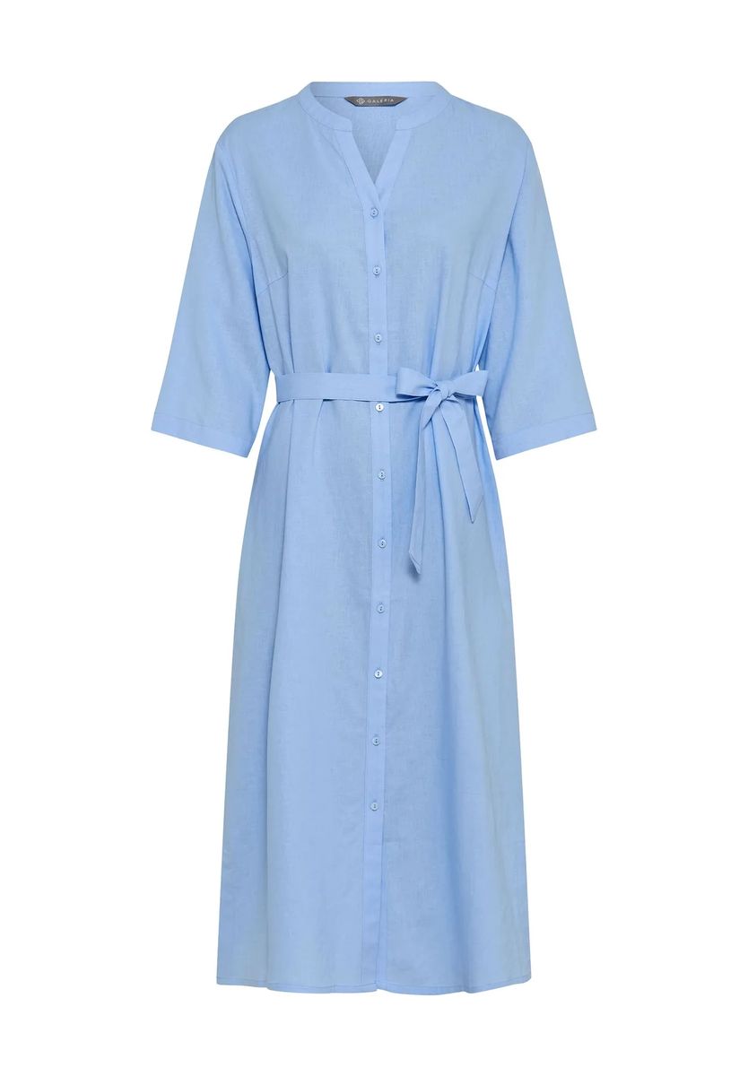 Damen Midi Hemdblusenkleid mit Gürtel