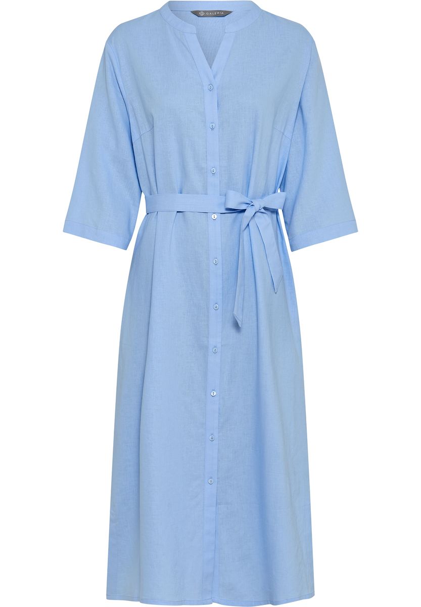 Damen Midi Hemdblusenkleid mit Gürtel