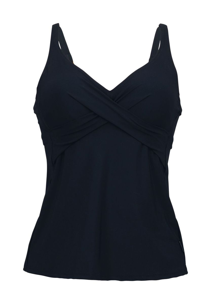 Schwarzes Tankini-Top mit Wickeloptik