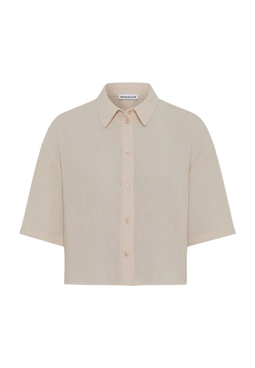 Beiges Cropped Baumwollhemd